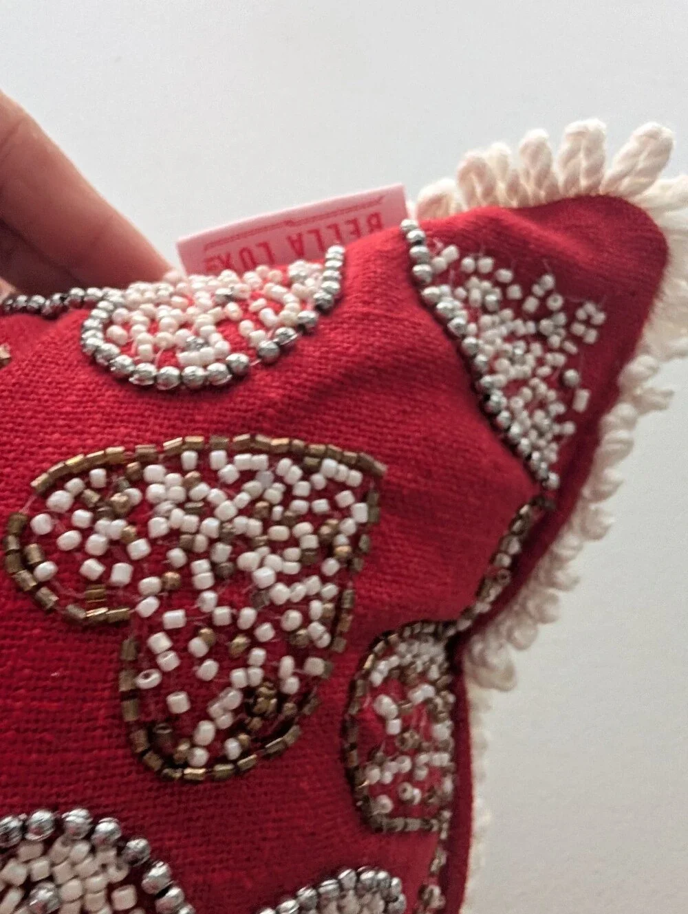 Bella Lux Beaded Heart Valentine's Throw Pillow 12